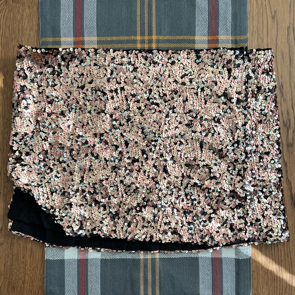 Free People Sequin Mini Skirt in Black and Gold